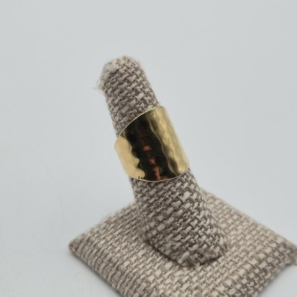 Size 7 Gold Over Sterling Silver Hammered Wide Ring A4177 - Picture 2 of 8